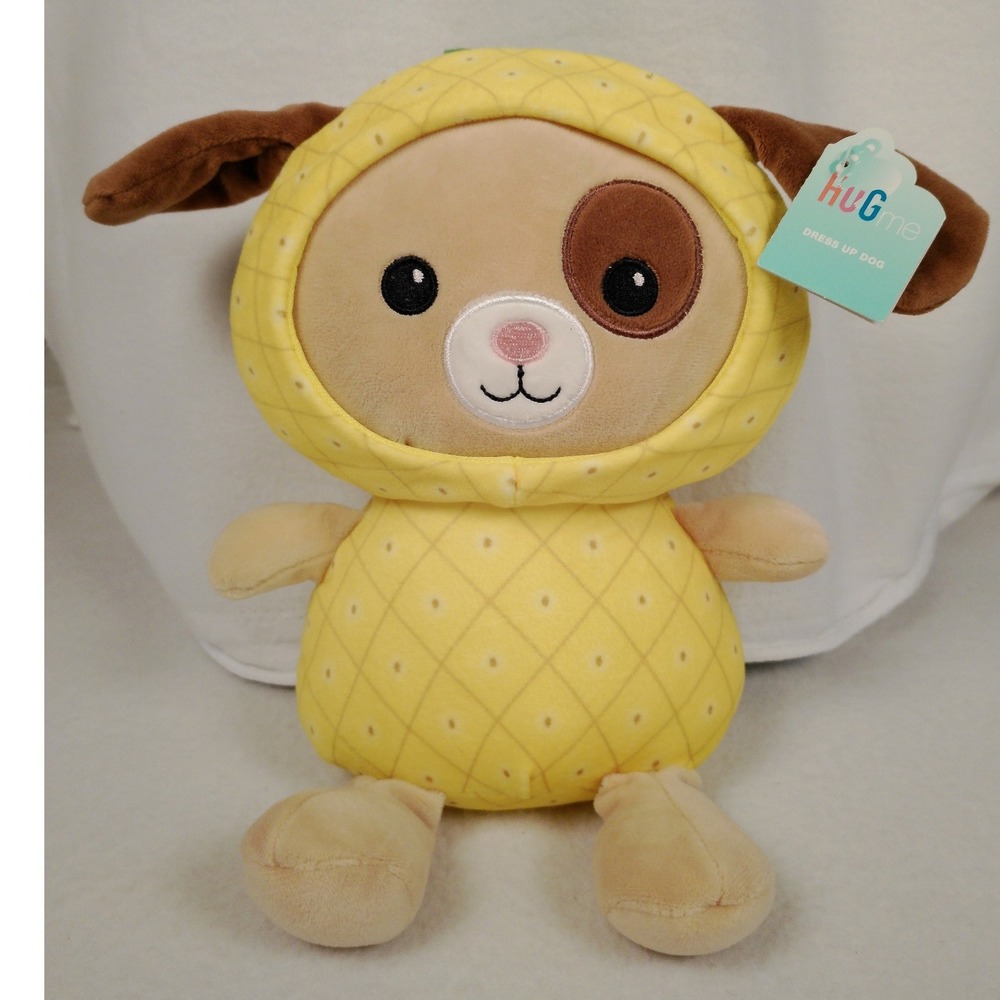 NWT HUGme Dress Up Dog Pineapple Costume Plush Stuffed Animal 12 Inch Yellow Tan